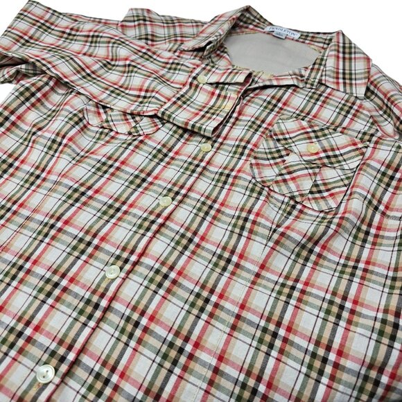 Pendleton Button Up Long Sleeve Shirt Size Large Women's Tan Red Plaid‎ - Picture 1 of 5